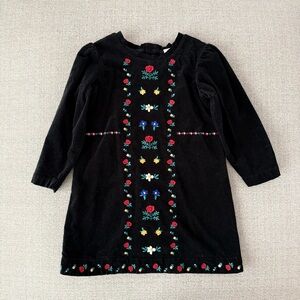 Hanna Andersson Black Dress with Floral Embroidery